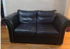 Black Leather Love Seat made in Italy!