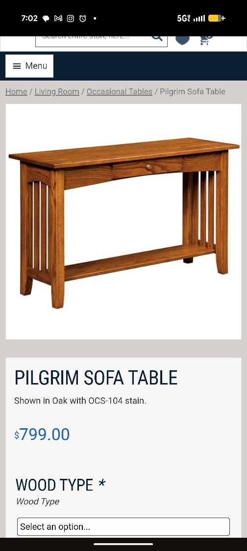 Pilgrim Sofa Table