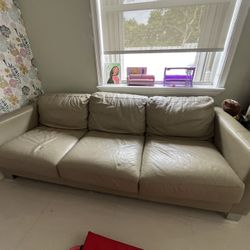Taupe Real Leather Sofa