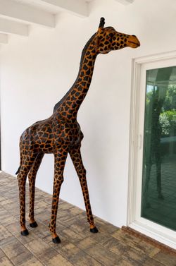RARE FIND… 8-FT LEATHER-WRAPPED GIRAFFE SCULPTURE