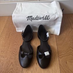 Madewell Black The Hester Ankle Strap d'Orsay Leather Flat Flats Shoes Size 6