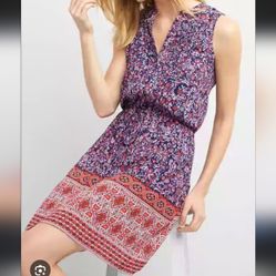 GAP Navy &amp; Red Sleeveless V Neck Shirt Dress Sundress Size small 