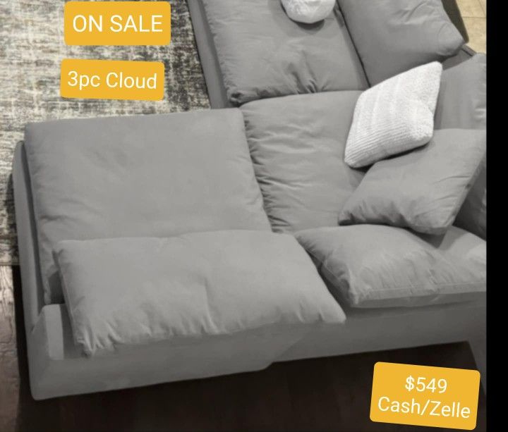 Grey Cloud Modular Sectional Couch Sofa 