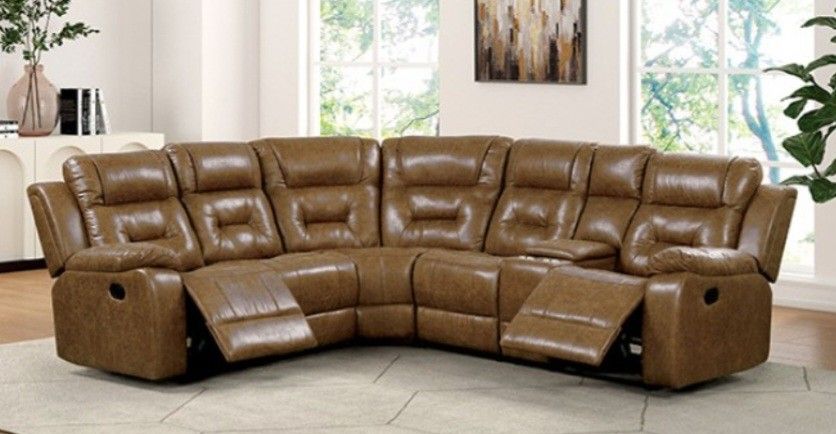 Brand New Brown Leather Reclining Sectional Sofa