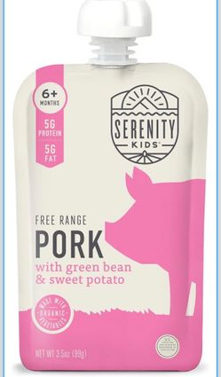 Baby Food Pouches 6+ Month Free Range Pork with Organic Green Bean & Sweet Potato Puree - BPA-Free