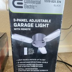 Commercial Electric 3 panel adjustable Black LED Utility Garage Shop Light with Remote