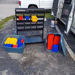 Rolling Double Sided Bin Rack.