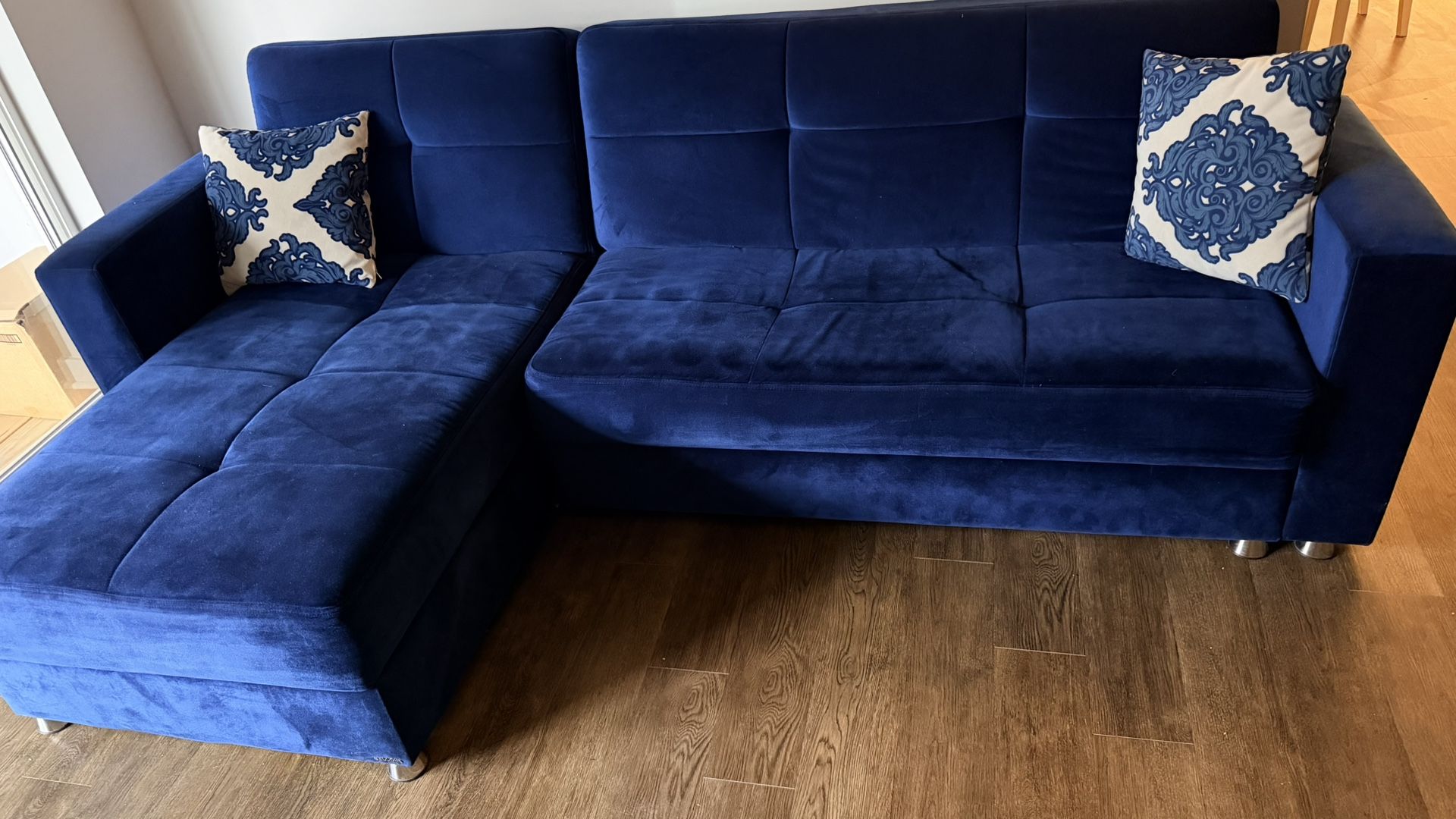 ISTIKBAL Multifunctional Furniture ELEGANT Collection (Velvet Sectional Sofa) Royal Blue/ NAVY