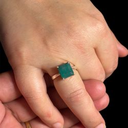 Pre-Owned 3.5ct Emerald Ring in 925 Sterling Silver, Size 7.5 