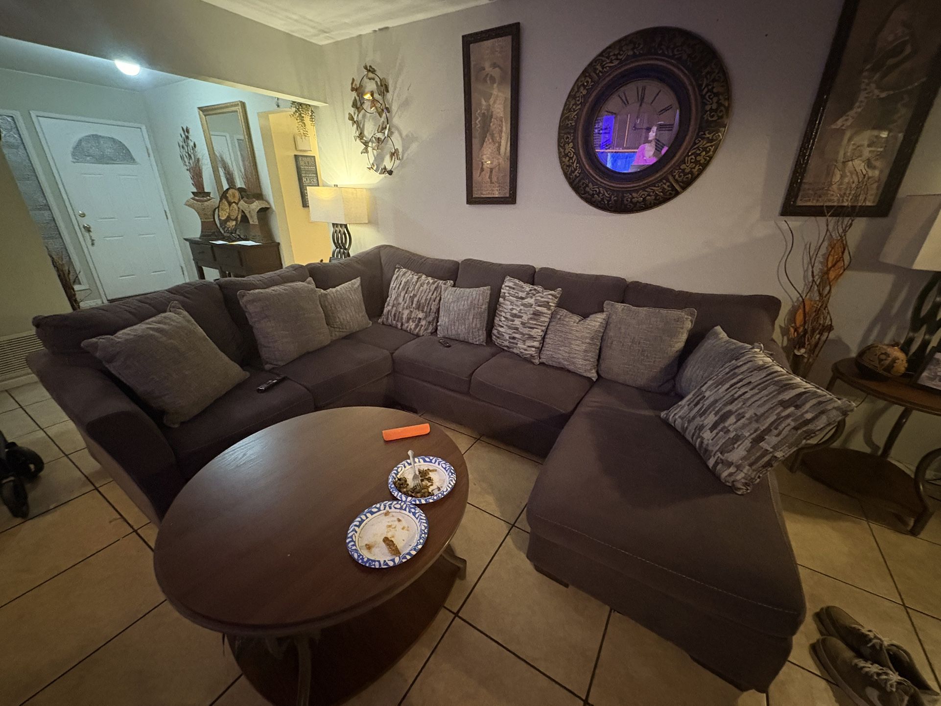 U Shape Sectional Grey Couch