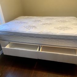 Full/Queen Bed With Newer Mattress And Storage Drawers Plus A Nightstand $70