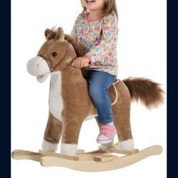 Rocking Horse on Wooden Rockers with Sounds, Moving Mouth & Wagging Tail