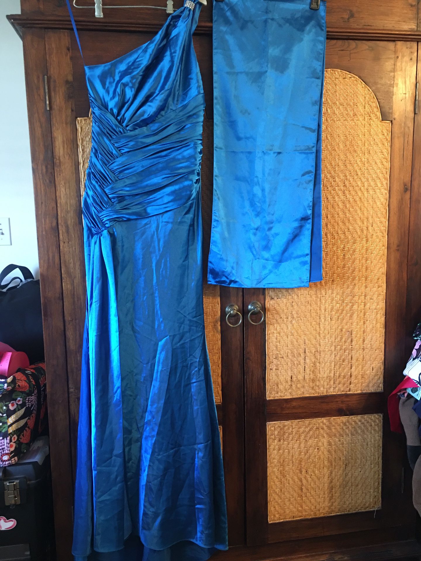 Gorgeous Royal Blue One shoulder Dress Ball gown Cinderella Small 