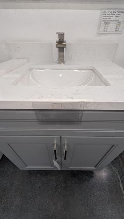 Precut Prefab Bathroom Vanity Top, Grey Vanity Top,  Grey Bathroom Cabinet Top Only, ( Bathroom Sink, Back Splash Included )