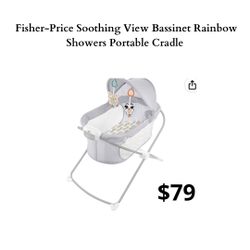 Fisher-Price Soothing View Bassinet Rainbow Showers Portable Cradle
