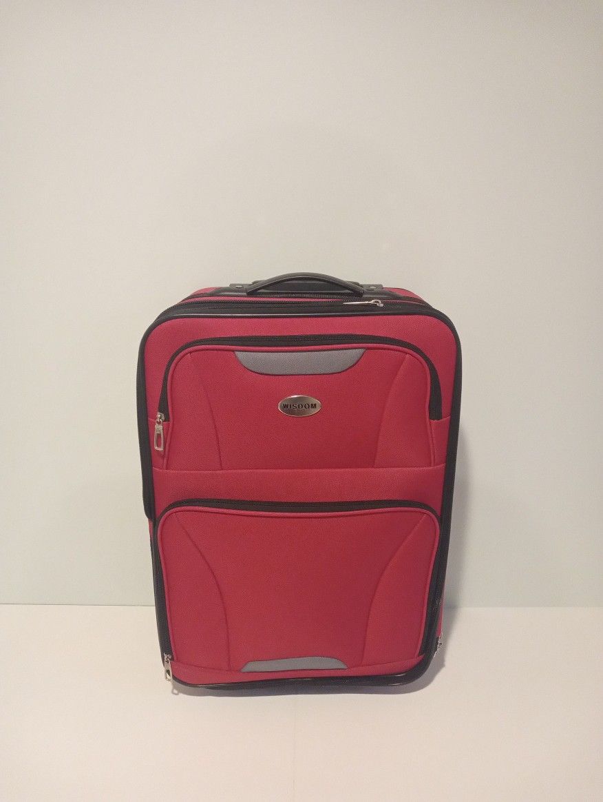 Wisdom Red 2-Wheeled 20’’ Travel Luggage Upright Carry-On Suitcase