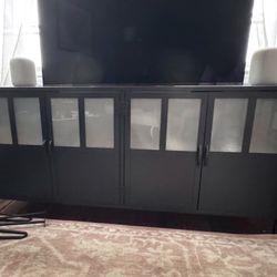 Target Threshold 60" TV Cabinet - Black Metal & Glass