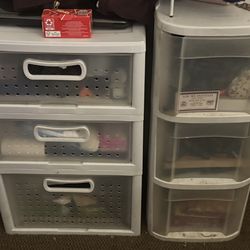 White plastic drawers