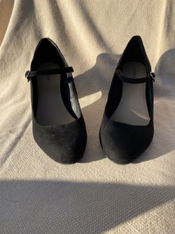 Black Suede Mary Jane Heels Size 11