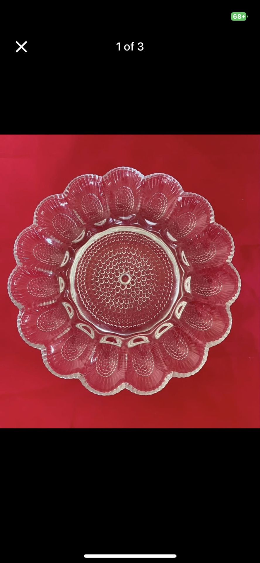Vintage Hobnail Divided Egg Clear Glass Plate . See More Pictures