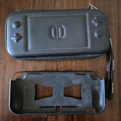 Catz Hard Shell Padded Carrying Case + Grip Cover for Nintendo Switch Lite Black