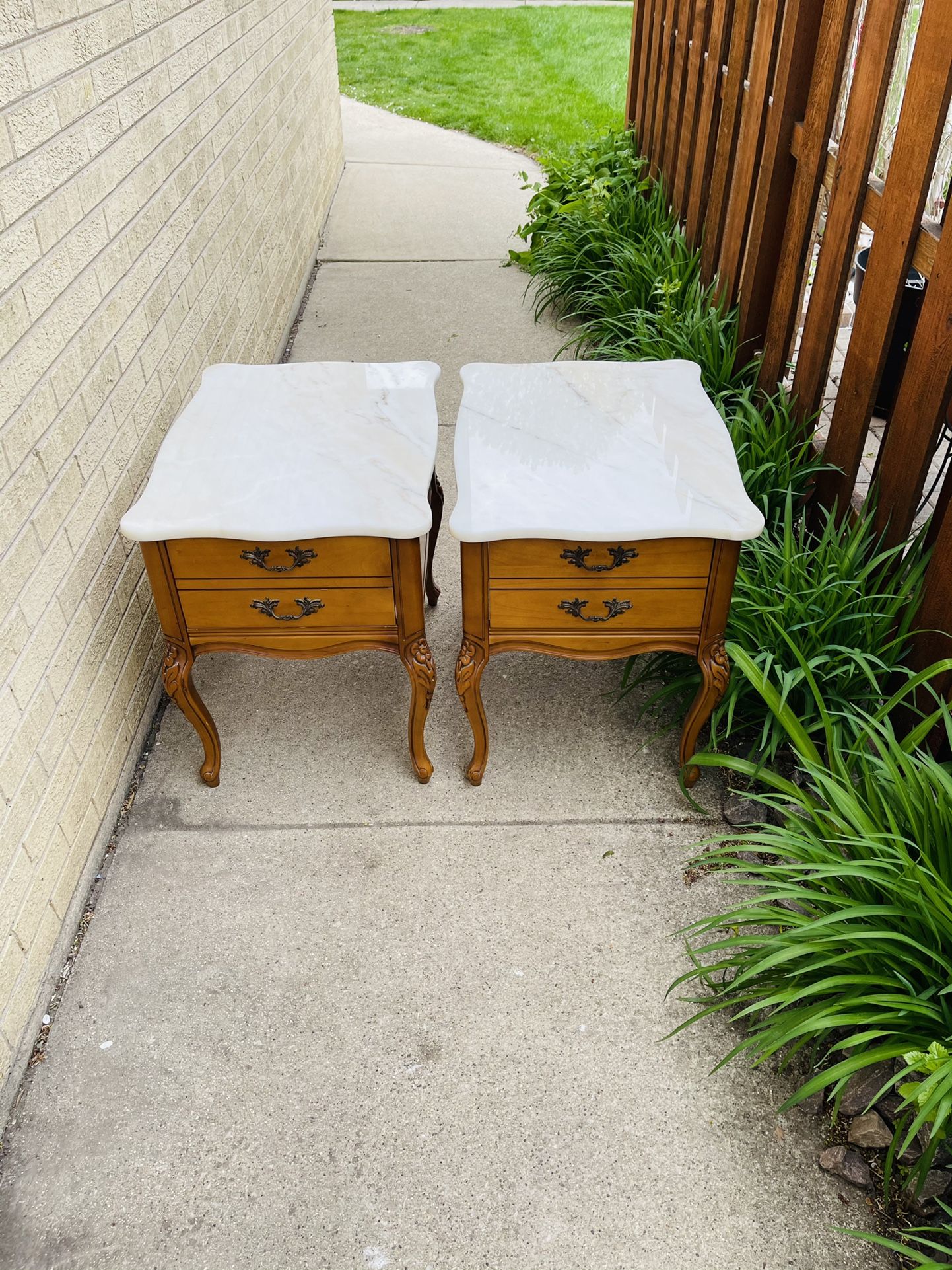 2 Antique Nightstands With Marble Top. Made In Portugal. 180$ Each
