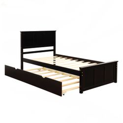 Twin bed with bottom pull out twin