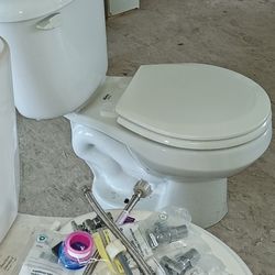 2 Round White Toilets With All Install Hardware 
