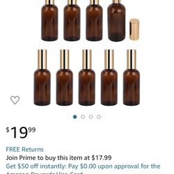 new 9 pack amber glass bottles 100 ml for essential oils, perfume, cleaning supplies