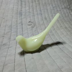 Vintage Fenton Gloss Custard Yellow Long Tail Bird Of Happiness Figurine
