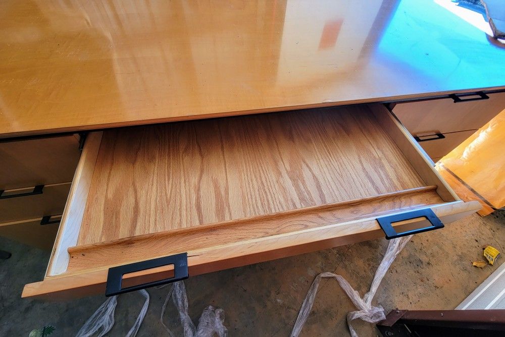 Paoli Filing Cabinet w/ Upper Bookcase(glass doors/shelves & Lights) & Matching Executor Desk