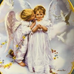 1999 Sandra Kuck On Angel's Wings "Angel Kisses" Plate Bradford Exchange