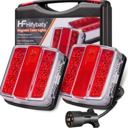 Magnetic LED Trailer Towing Light Kit - Magnetic Trailer Lights 24ft Cable with 7 Pin Plug Board Tail Brake Stop Indicator License Plate Light Lamp fo