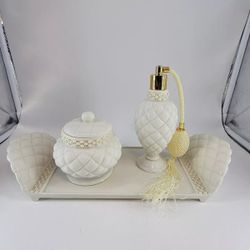 Gorgeous Vintage Porcelain 3 PC Bathroom  Vanity Set