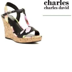 New Charles By Charles David Libra Floral Wedge Sandals - Size 10