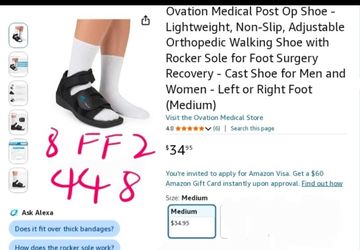 Ovation Medical Post Op Shoe - Lightweight, Non-Slip, Adjustable Orthopedic Walking Shoe with Rocker Sole for Foot Surgery Recovery - Cast Shoe for Me