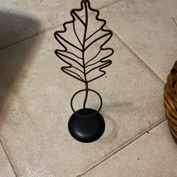 Metal Leaf Candle Holder Decor