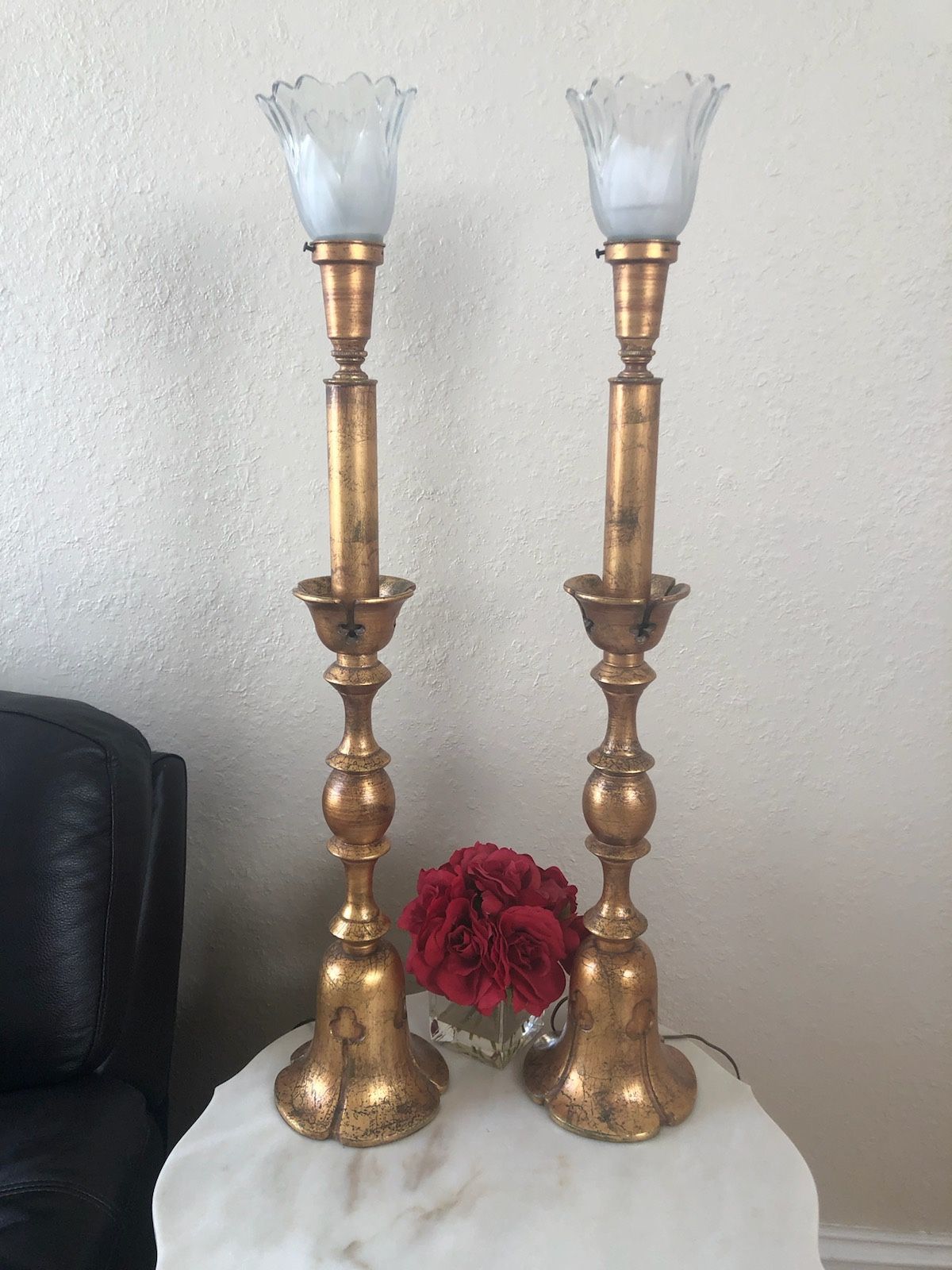 Matching Golden Rustic Antique Lamps
