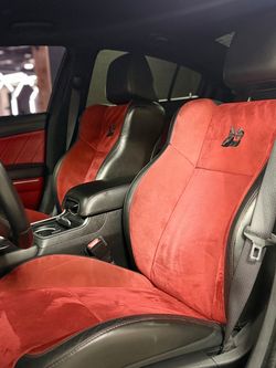 Red and Black Suede Car Seat Covers Set