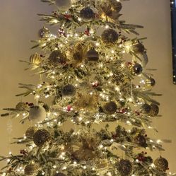 Gorgeous 7 feet Pre lit Christmas tree with California Holly. Decoration at additional cost