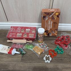 Gingerbread House Making Kit With Extra Decorations Sprinkles, Molds, Cholate Melt, And Icing Take Everything For Price Listed 