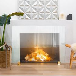 MOVING MUST GO! MULTIPLE LISTINGS!! Barton 36” X 29” Fireplace Screen Tempered Glass- Clear/Golde