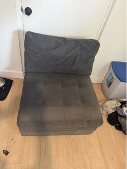 2 Gray Modular Armless Chairs / Sectional Piece