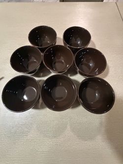Set of 8 Brown Glazed Ceramic Bowls
