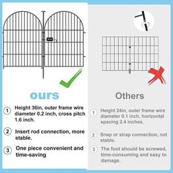 Tall Garden Fence with Gate 40 in(H)x26.2 Ft(L), 12 Panels Dog Fence Outdoor for Yard, No Dig Garden