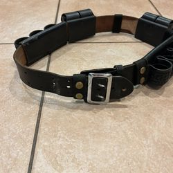 Black Leather Police Security Duty Belt