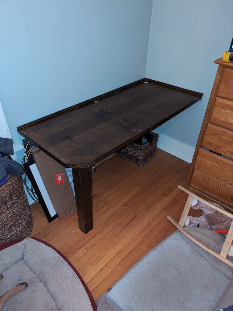 Built-in Table Desk Dark Walnut 