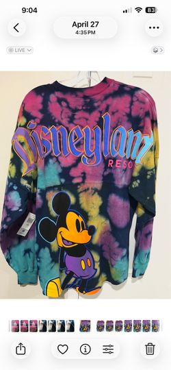 NWT DISNEYLAND 70TH ANNIVERSARY MICKEY MOUSE TIE-DYE SPIRIT JERSEY  SIZE:XS