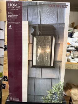 Home Decorators Collection Sirrine 17.25 in. 2-Light Black Outdoor Wall Light Fixture Sconce with Clear Seeded Glass
