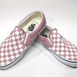 Vans Classic Checkerboard Mauve/White Unisex Slip On Shoes 